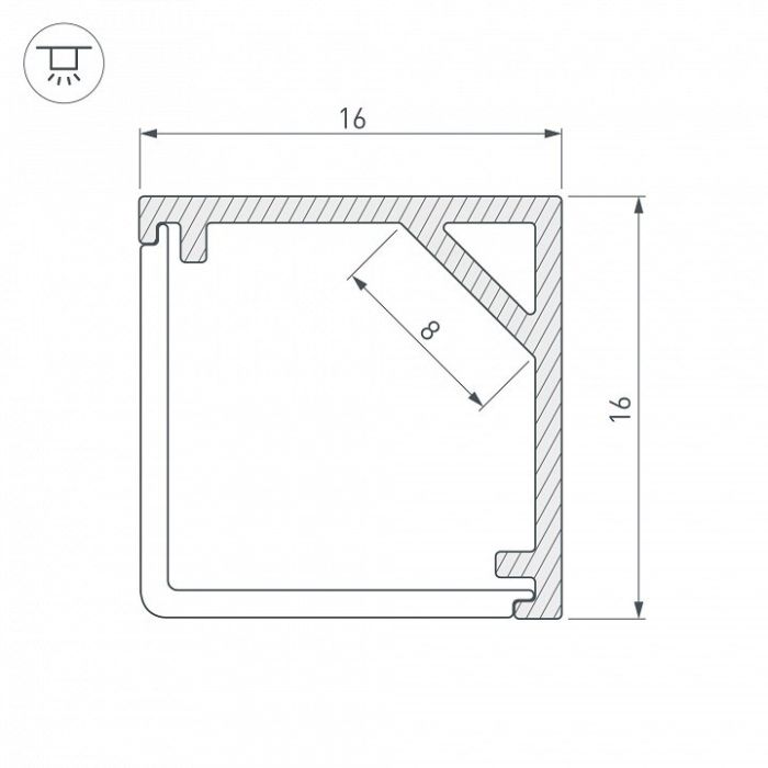 Профиль накладной Arlight SL-KANT-H16-2000ANOD 023723
