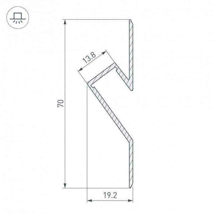 Профиль Arlight ARH-DECORE-S12-CAVE-F-2000 ANOD 023902