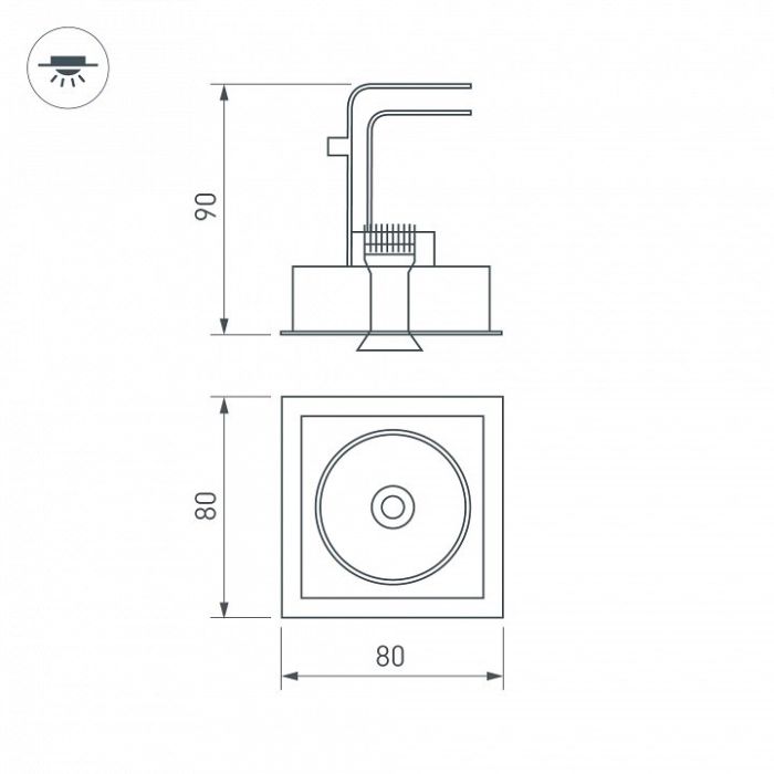 Встраиваемый светильник Arlight CL-SIMPLE-S80x80-9W Warm3000 (WH, 45 deg) 026874