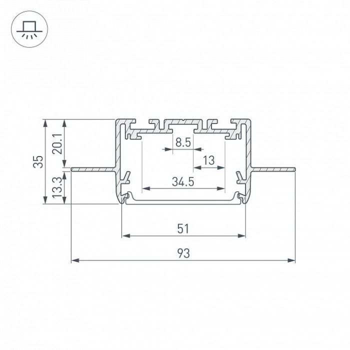 Профиль встраиваемый Arlight SL-LINIA 035650