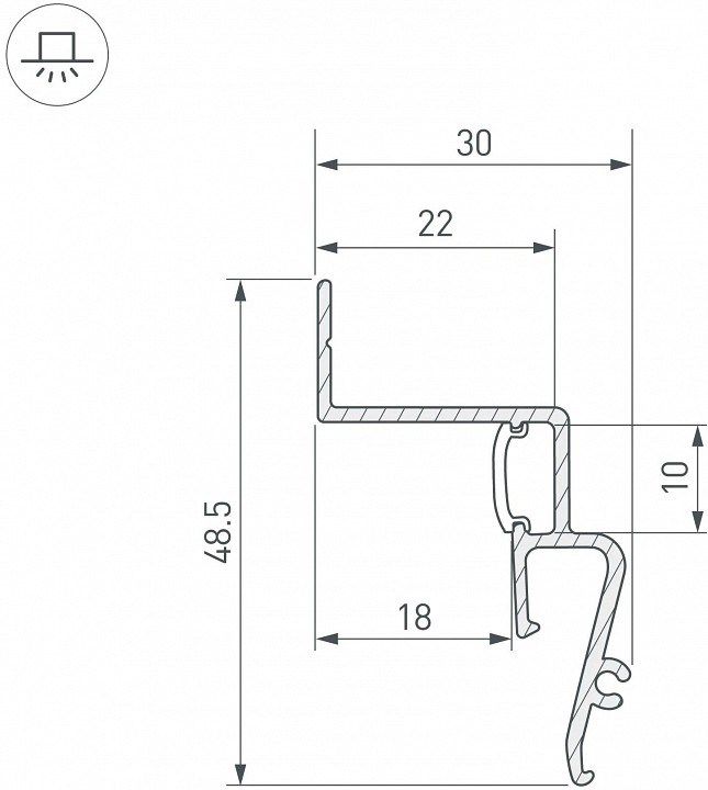 Профиль для контурной подсветки натяжного потолка Arlight STRETCH 042559