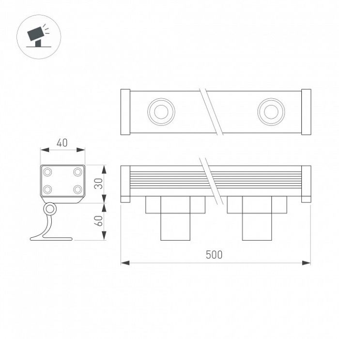 Настенно-потолочный прожектор Arlight AR-LINE-500-12W 051755