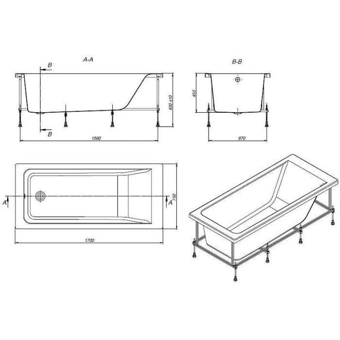 Ванна Roca Easy 170x75 прямоугольная белая ZRU9302899