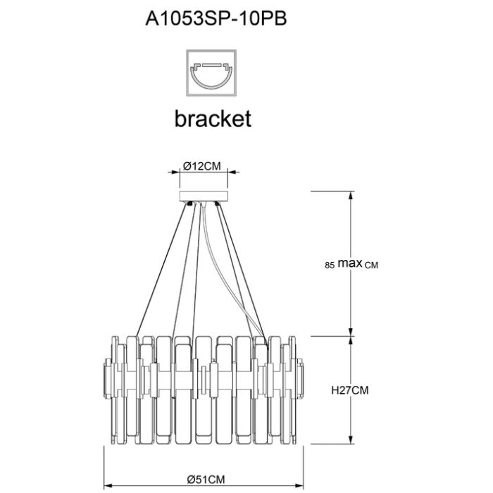 Подвесная люстра Arte Lamp Alya A1053SP-10PB