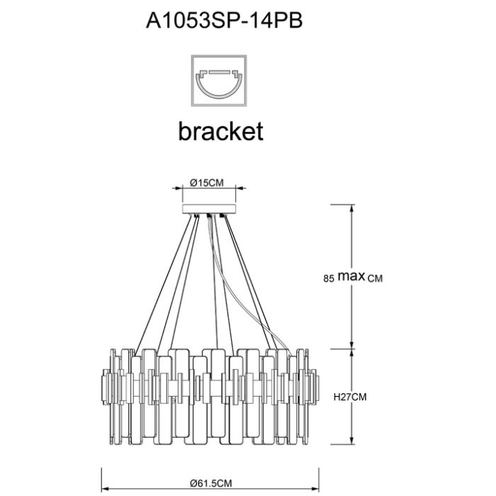 Подвесная люстра Arte Lamp Alya A1053SP-14PB