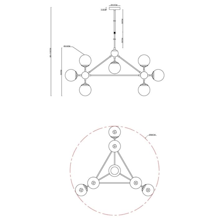 Люстра на штанге Arte Lamp Bolla A1664SP-10BK