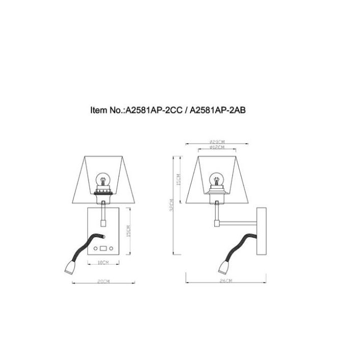 Бра с подсветкой Arte Lamp Elba A2581AP-2AB