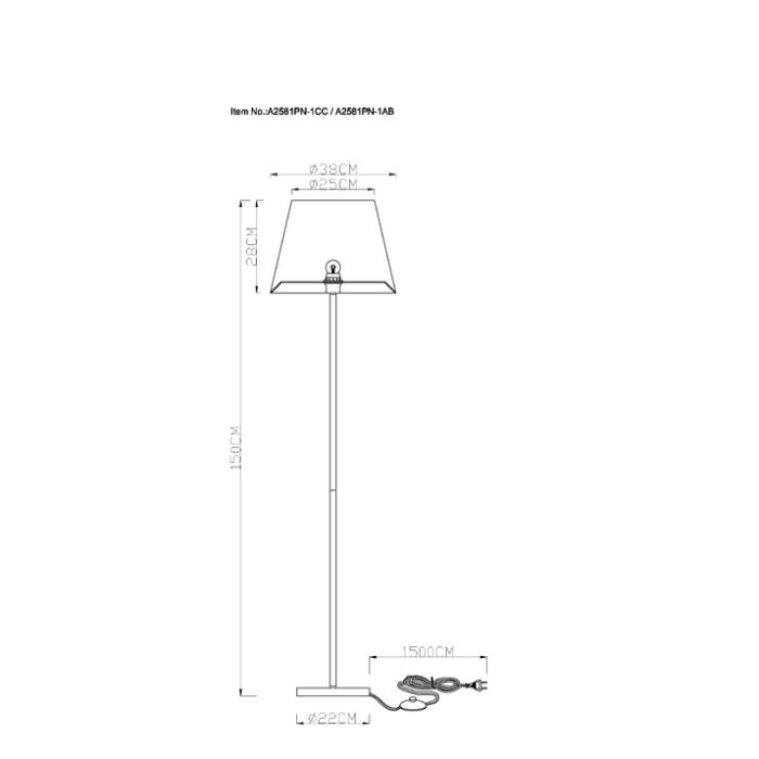 Торшер Arte Lamp Elba A2581PN-1AB