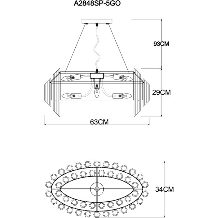 Подвесной светильник Arte Lamp Jastin A2848SP-5GO