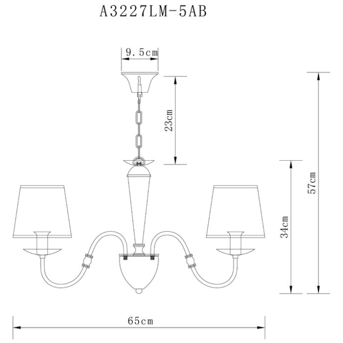 Подвесная люстра Arte Lamp Fiona A3227LM-5AB