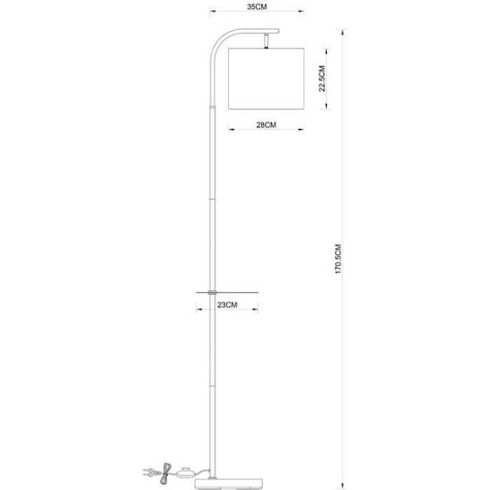 Торшер с подсветкой Arte Lamp Connor A4053PN-1BK