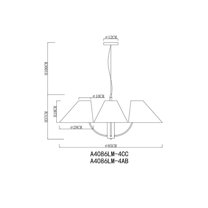 Подвесная люстра Arte Lamp Rondo A4086LM-4AB