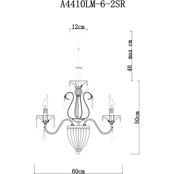 Подвесная люстра Arte Lamp Schelenberg A4410LM-6-2SR