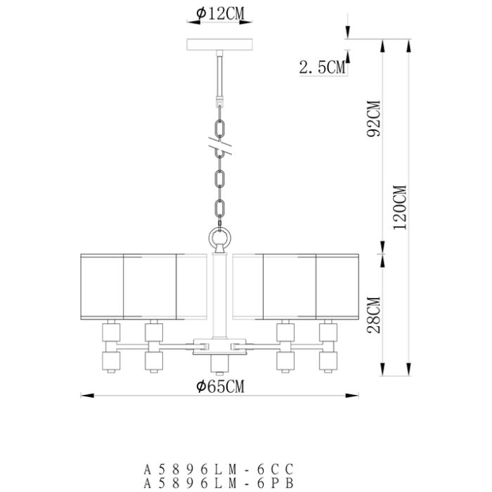 Подвесная люстра Arte Lamp North A5896LM-6PB