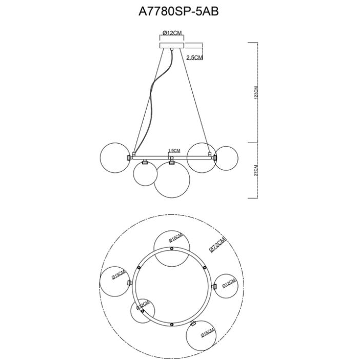 Подвесная люстра Arte Lamp Albus A7780SP-5AB