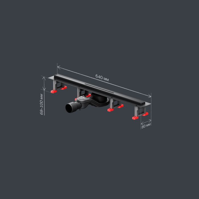 W01SC-S11-060-05BM MasterFlow Трап для душа линейный универс затвор Slim line 60см цвет черн мат