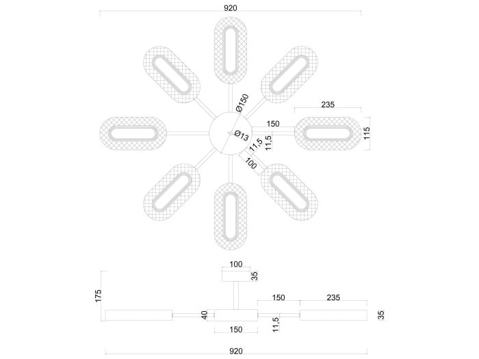 Люстра на штанге Arte Lamp Ovale A2489PL-8GO