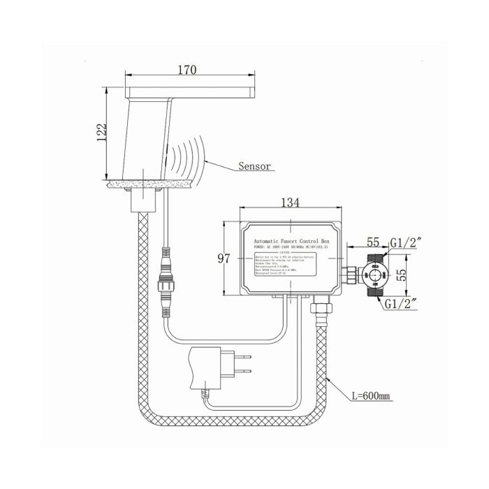 Смеситель для раковины сенсорный Raiber Sensor RSF88135, хром