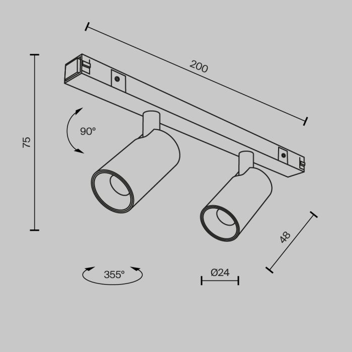 Светильник на штанге Maytoni Focus Duo TR176-1-2X3WTW-M-B