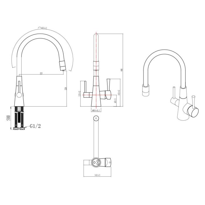 Комплект: смеситель Lemark Comfort LM3075C085 LM3075C для кухонной мойки с гибким изливом + фильтр BASIC для очистки воды от хлора и вредных примесей