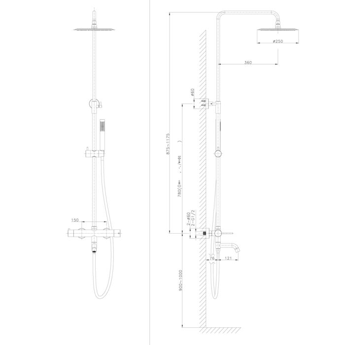 Душевая система Raiber RPG-006, золото