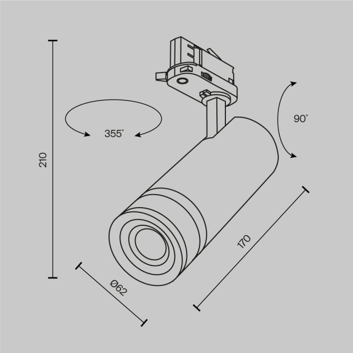 Светильник на штанге Maytoni Focus Zoom TR198-3-20W2.7K-Z-B