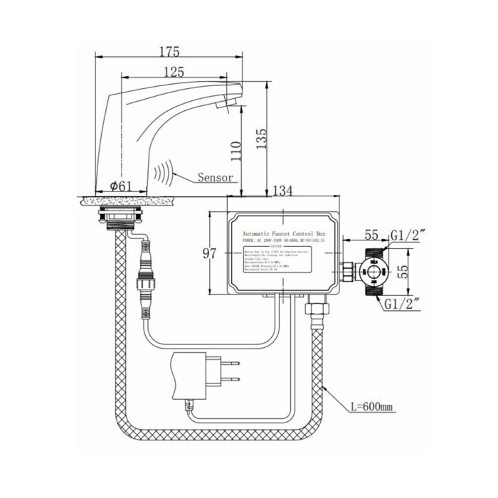 Смеситель для раковины сенсорный Raiber Sensor RSF88121, хром