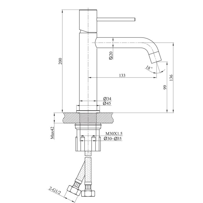 Смеситель для раковины Raiber RPB-001, черный